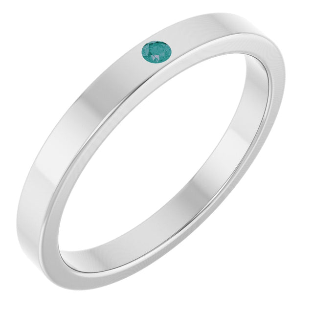 14K Gold Round Natural Alexandrite Family Stackable Ring - White Gold