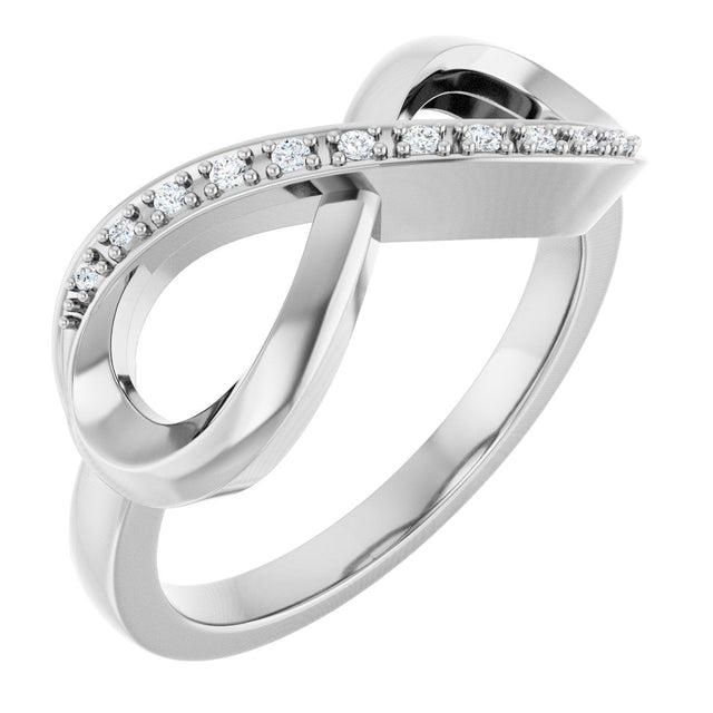 10K Gold Round Natural Diamond Infinity-Inspired Ring