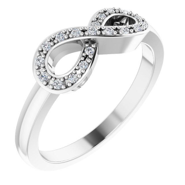 14K Gold Round Natural Diamond Infinity-Inspired Ring V - White Gold
