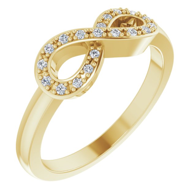 14K Gold Round Natural Diamond Infinity-Inspired Ring V - Yellow Gold