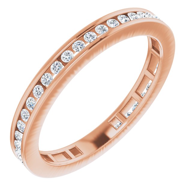 14K Gold Round Natural Diamond Stackable Ring – 3/8 CTW - Rose Gold