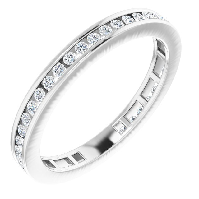 14K Gold Round Natural Diamond Stackable Ring – 3/8 CTW - White Gold