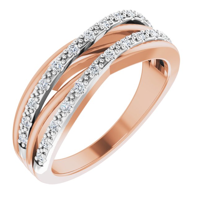 14K Gold Round Natural Diamond Criss-Cross Ring No. 21