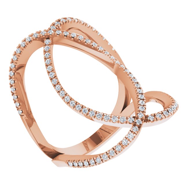 14K Gold Round Natural Diamond Interlocking Ring II - Rose Gold