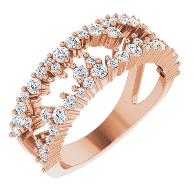 14K Gold Round Natural Diamond Accented Negative Space Ring II - Rose Gold