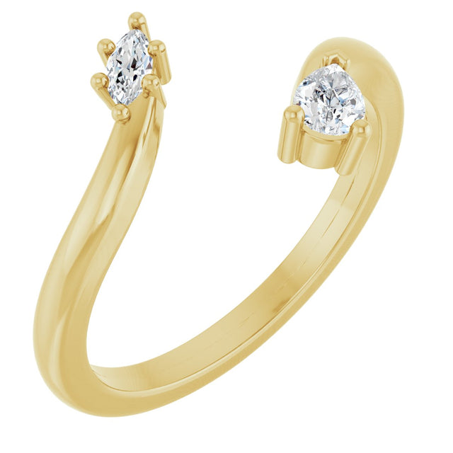 14K Gold Natural Diamond Negative Space Ring II - Yellow Gold