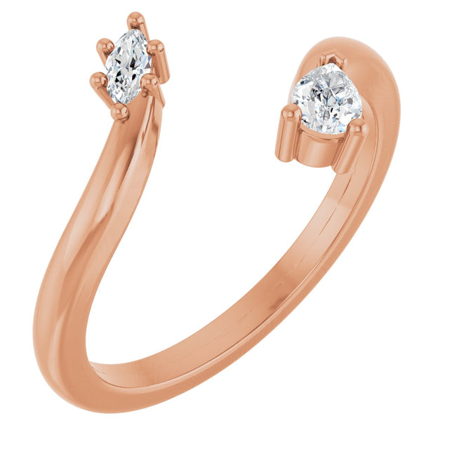 14K Gold Natural Diamond Negative Space Ring II - Rose Gold
