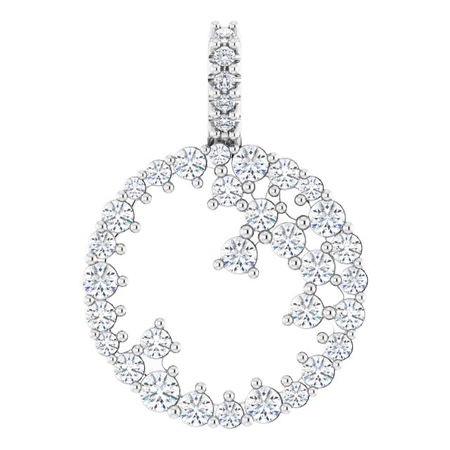 Platinum Scattered Circle Necklace or Pendant