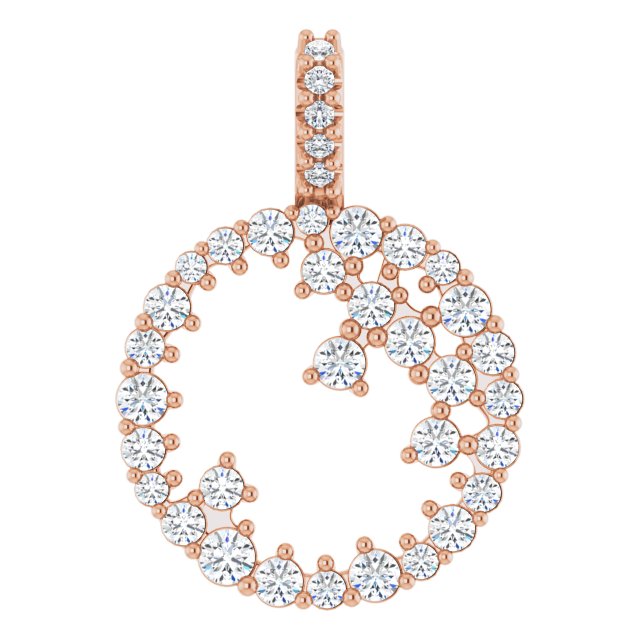 14K Gold Scattered Circle Necklace or Pendant - Rose Gold