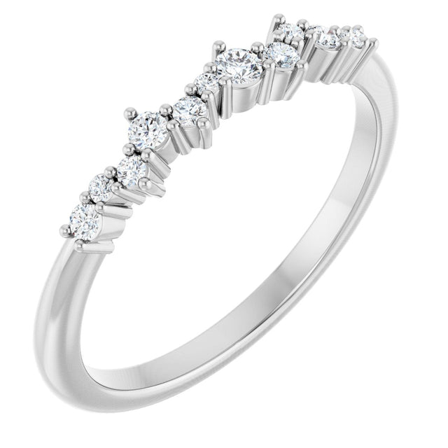 14K Gold Round Natural Diamond Stackable Ring IV - White Gold
