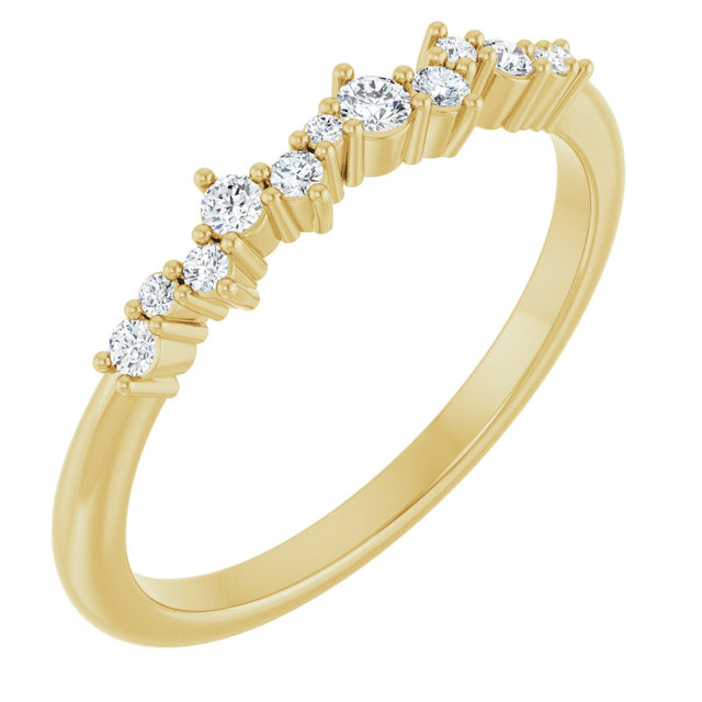 14K Gold Round Natural Diamond Stackable Ring IV - Yellow Gold