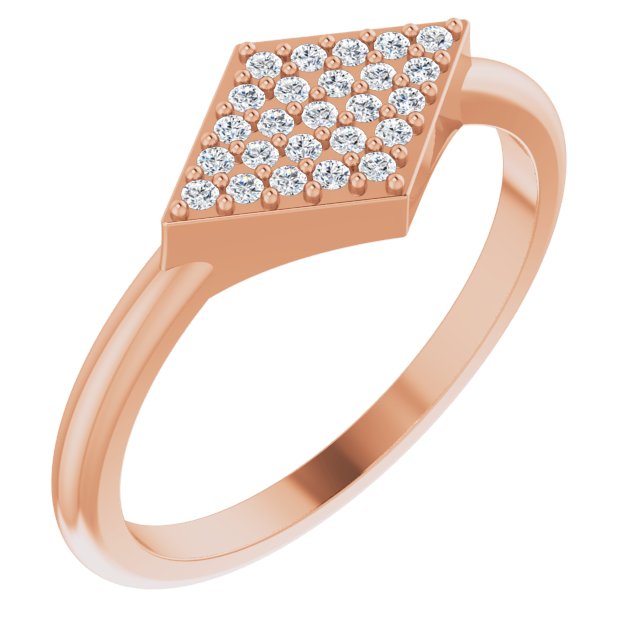 14K Gold Round Natural Diamond Geometric Ring – 1.1mm Stones - Rose Gold