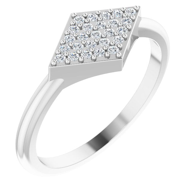 Platinum Round Natural Diamond Geometric Ring – 1.1mm Stones