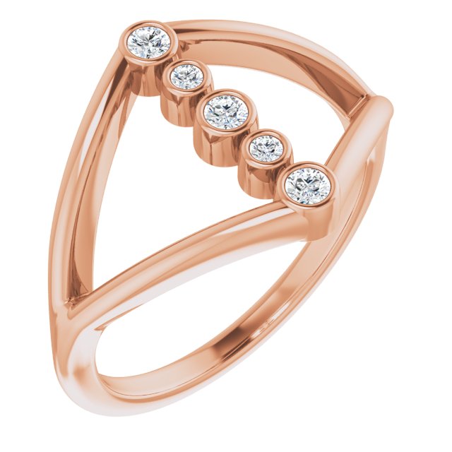 14K Gold Round Natural Diamond Geometric Ring III - Rose Gold