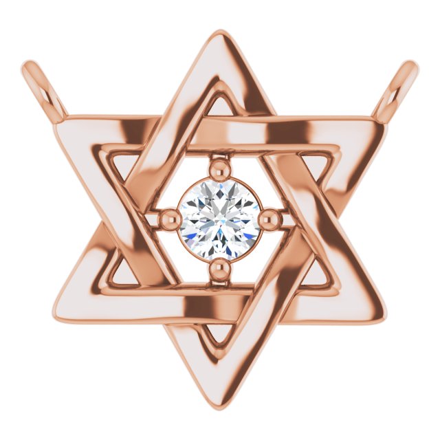 14K Gold Round Natural Diamond Star of David Necklace - Rose Gold