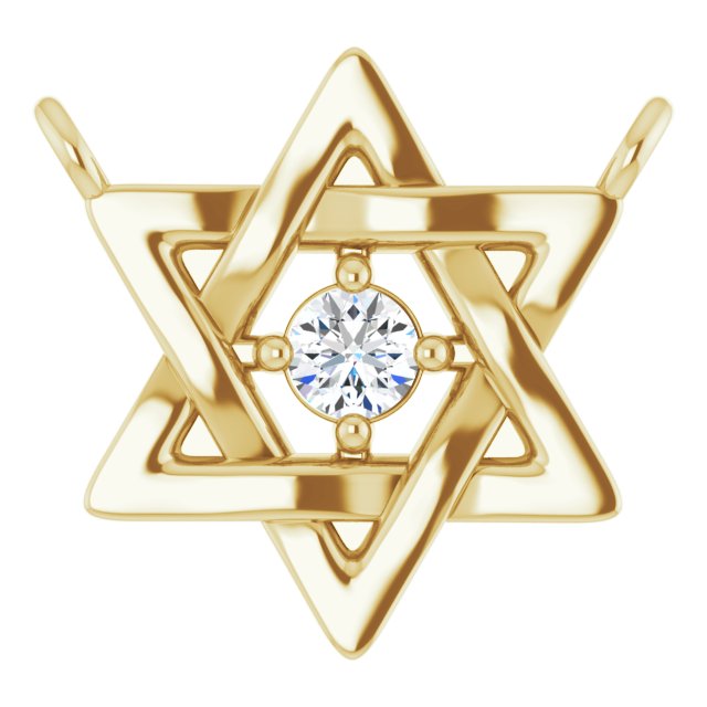 14K Gold Round Natural Diamond Star of David Necklace - Yellow Gold