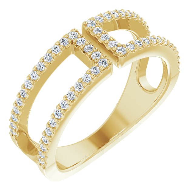 14K Gold Round Natural Diamond Negative Space Ring IV - Yellow Gold