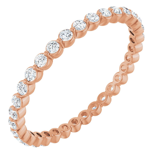 14K Gold Round Lab-Grown Diamond Eternity Band - Rose Gold