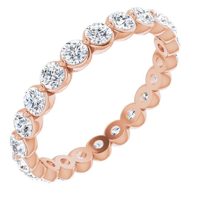 14K Gold Round Lab-Grown Diamond Eternity Band - Rose Gold