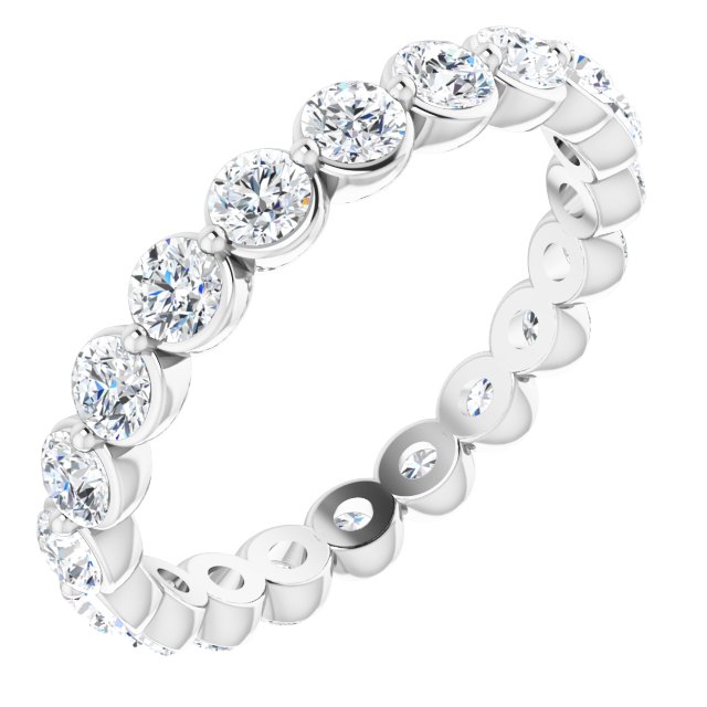 14K Gold Round Natural Diamond Eternity Band - White Gold