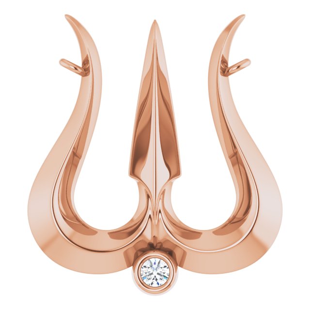 14K Gold Round Lab-Grown Diamond Shiva Trishula Necklace - Rose Gold