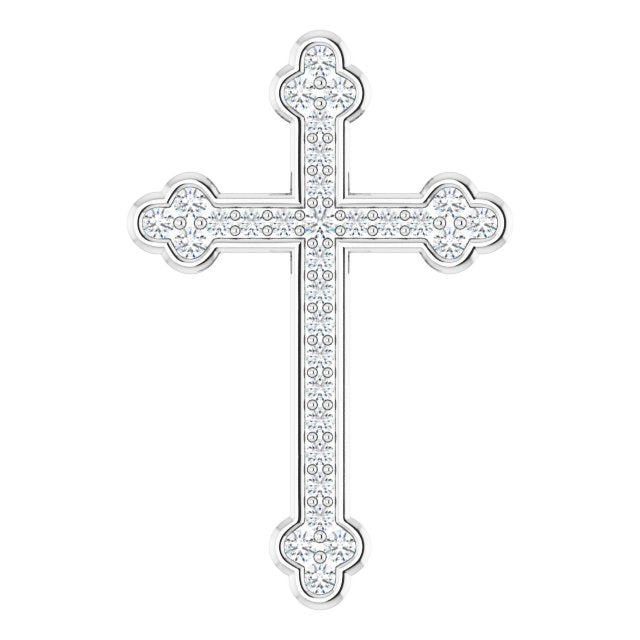 14K Gold Round Natural Diamond Cross Pendant – up to 1/3 CTW - White Gold