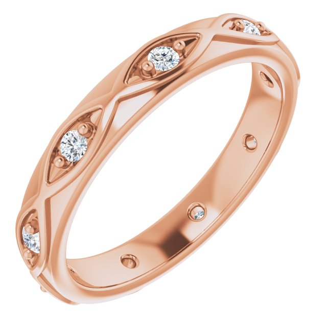 14K Gold Round Natural Diamond Eternity Band – 1/5 CTW - Rose Gold