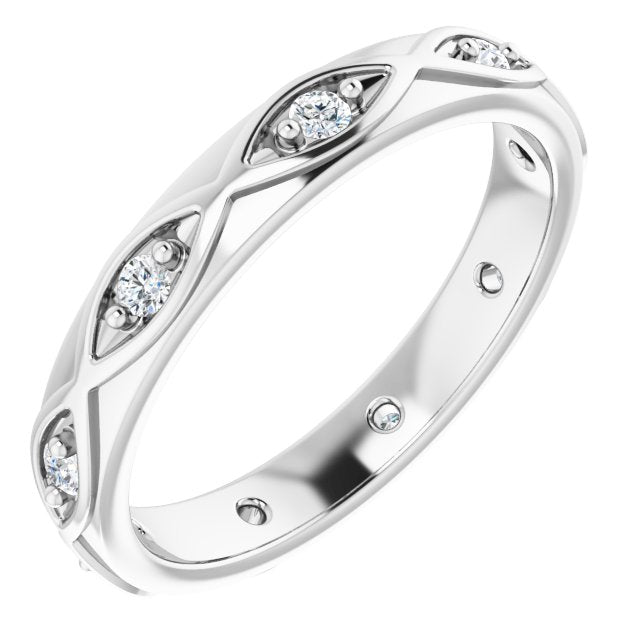14K Gold Round Natural Diamond Eternity Band – 1/5 CTW - White Gold