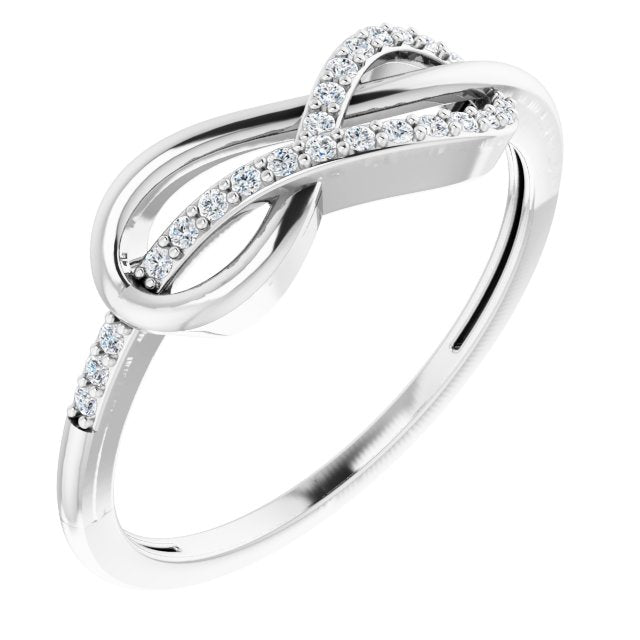 14K Gold Round Natural Diamond Infinity-Inspired Ring VI - White Gold