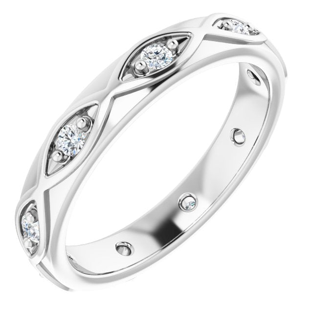 14K Gold Round Natural Diamond Eternity Band – 1/5 CTW - White Gold