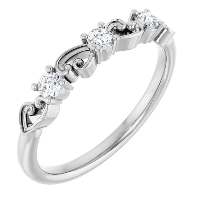 Platinum Round Natural Diamond Stackable Ring – 2.5mm Stones