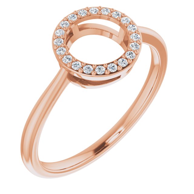 14K Gold Round Natural Diamond Circle Ring - Rose Gold