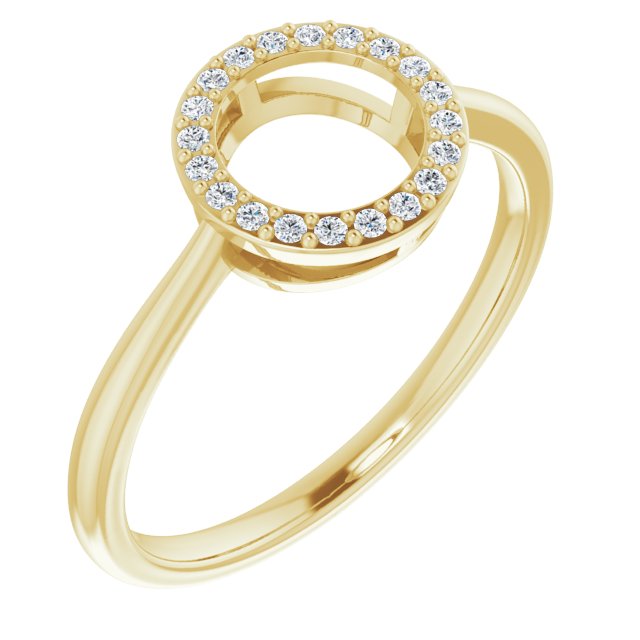 14K Gold Round Natural Diamond Circle Ring - Yellow Gold