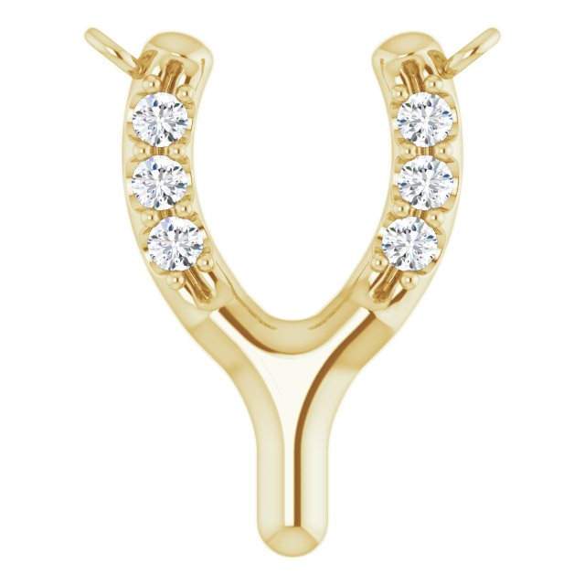 14K Gold Round Lab-Grown Diamond Petite Wishbone Necklace - Yellow Gold