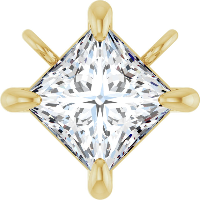 14K Gold Square Lab-Grown Diamond Solitaire Claw-Prong Necklace - Yellow Gold