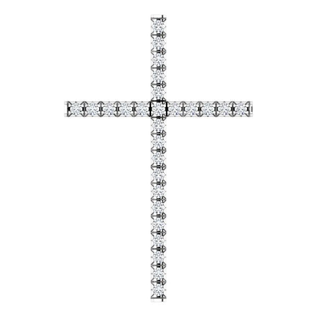 14K Gold Round Natural Diamond Cross Pendant – up to 1/4 CTW - White Gold