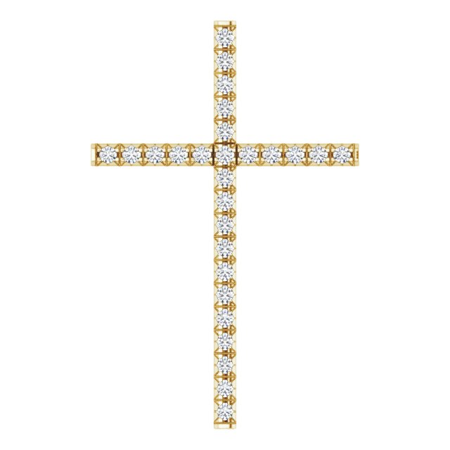 14K Gold Round Natural Diamond Cross Pendant – up to 1/4 CTW - Yellow Gold