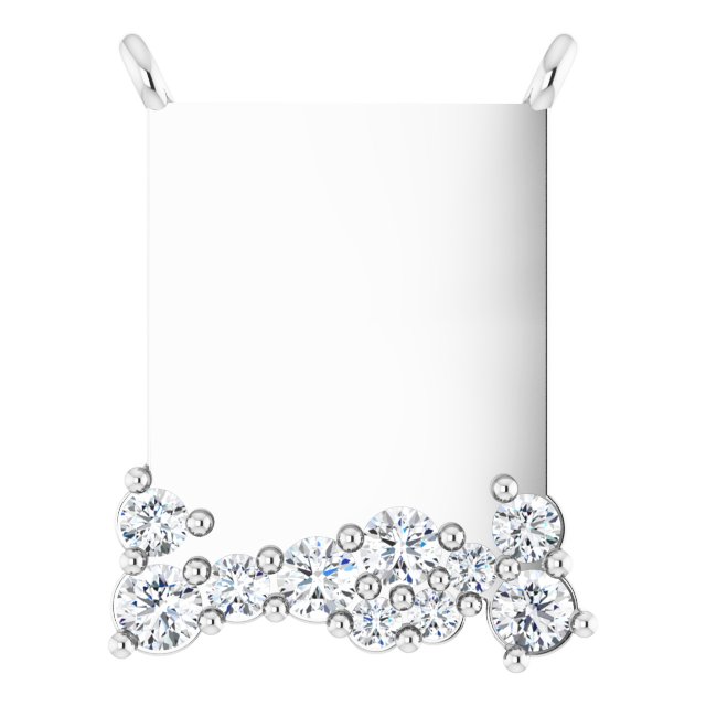 Platinum Round Lab-Grown Diamond Engravable Accented Necklace