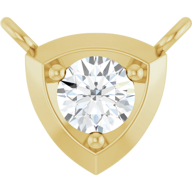 14K Gold Round Natural Diamond Solitaire Necklace – up to 1/10 CTW - Yellow Gold