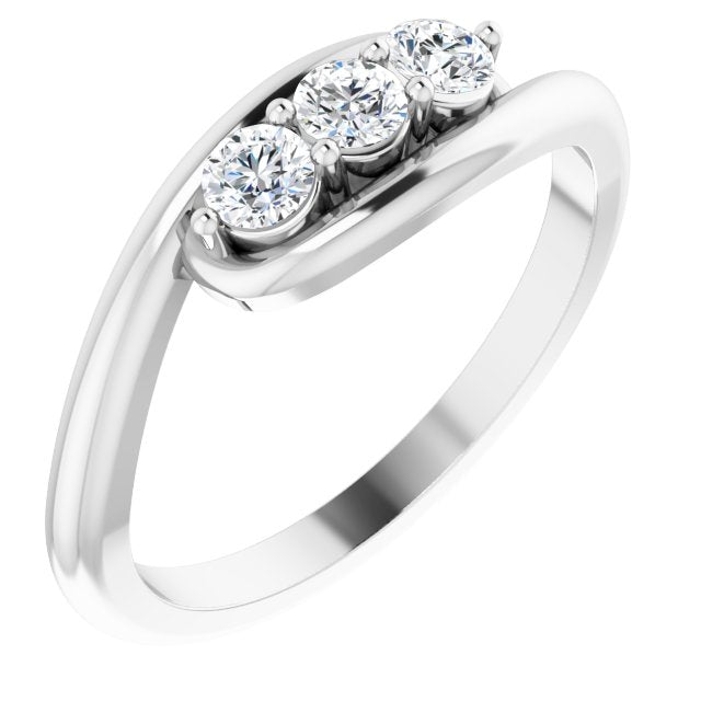 Platinum Round Natural Diamond Three-Stone Bypass Ring II