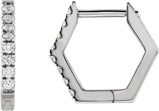 14K Gold Geometric Huggie Earrings - White Gold