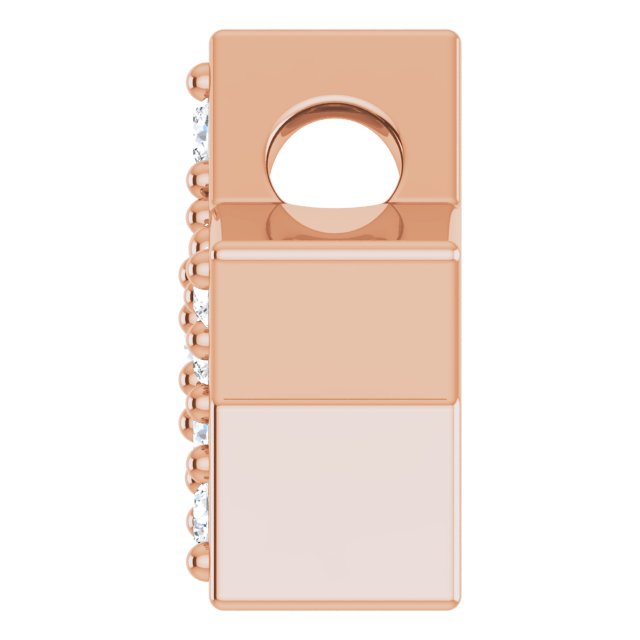 14K Gold Round Natural Diamond Star Necklace or Slide Pendant - Rose Gold