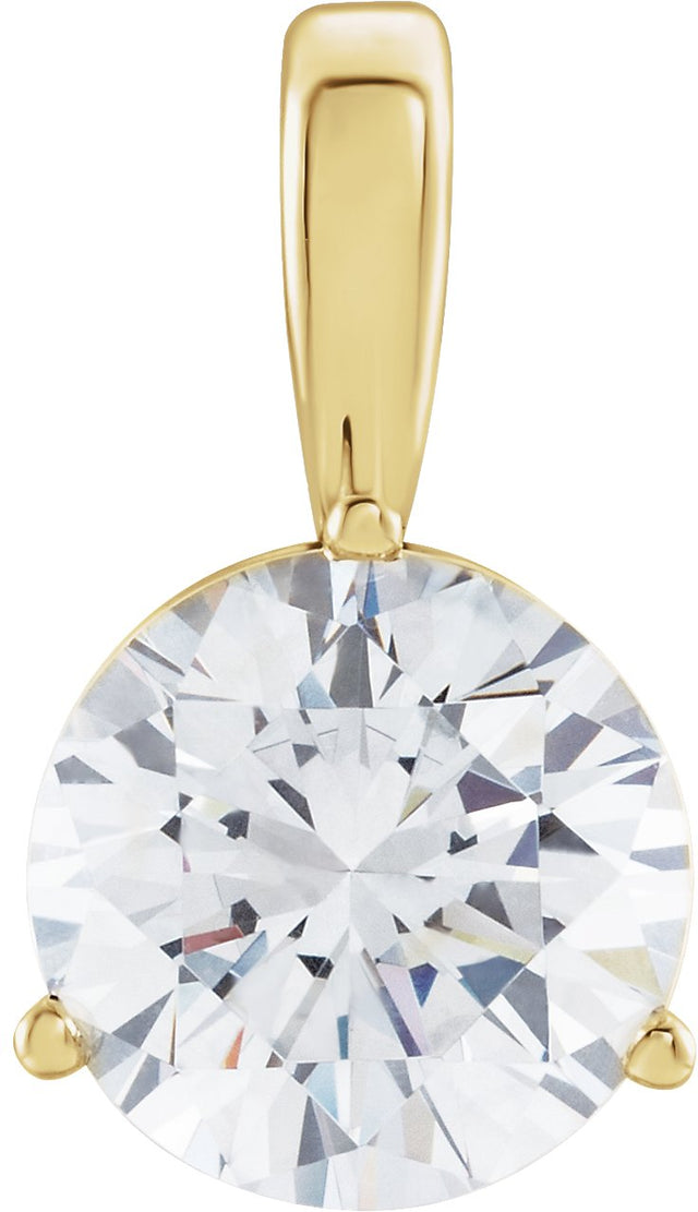 14K Gold Round Lab-Grown Diamond Solitaire Necklace or Pendant - Yellow Gold