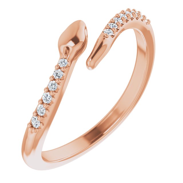 14K Gold Round Natural Diamond Snake Bypass Ring - Rose Gold