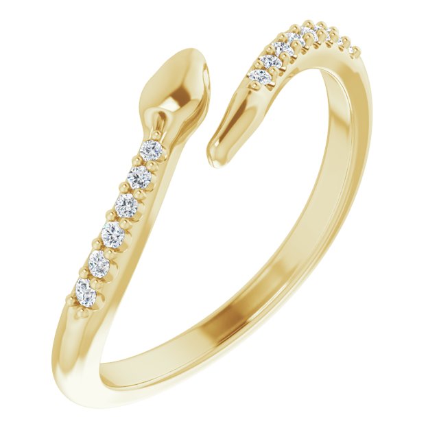 14K Gold Round Natural Diamond Snake Bypass Ring - Yellow Gold