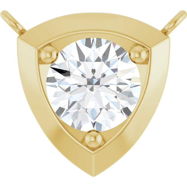 14K Gold Round Natural Diamond Solitaire Necklace – up to 1/10 CTW - Yellow Gold