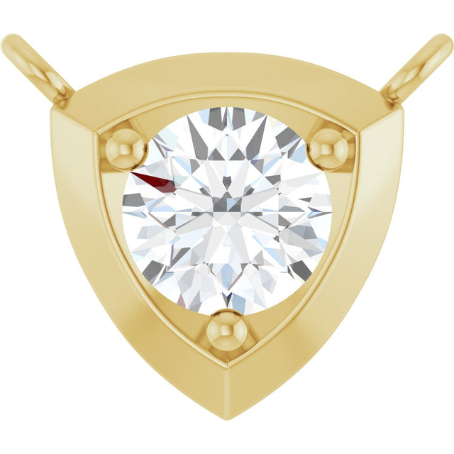 14K Gold Round Lab-Grown Diamond Solitaire Necklace – up to 1/10 CTW - Yellow Gold