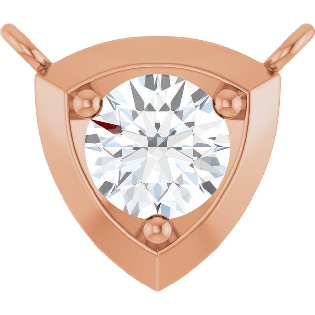 14K Gold Round Lab-Grown Diamond Solitaire Necklace – up to 1/10 CTW - Rose Gold