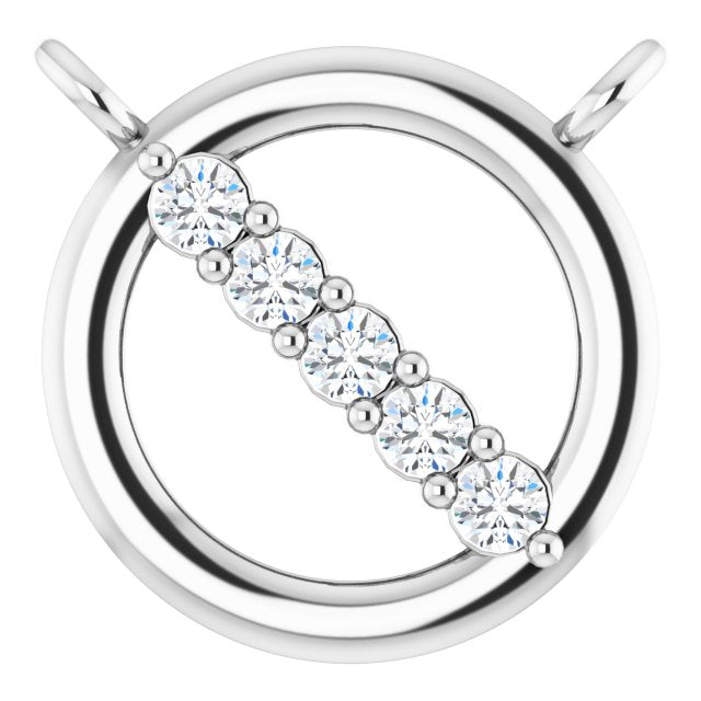 14K Gold Round Natural Diamond Circle Necklace – 0.03 CTW - White Gold