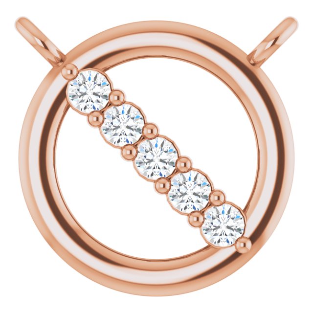 14K Gold Round Natural Diamond Circle Necklace – 0.03 CTW - Rose Gold